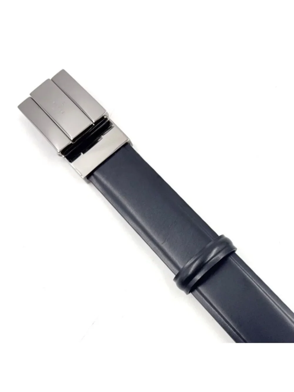 Gucci Square Buckle Leather Black Bordeaux Belt Silver